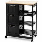 Rolling Kitchen Storage Cart with Large Storage Drawers and Shelves