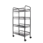 4 Tier Organizer Metal Rolling Storage Shelving Rack Kitchen Wire Shelf
