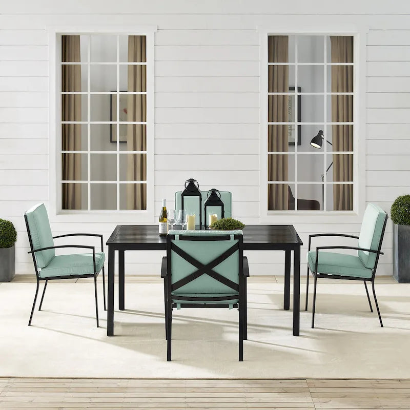 Crosley Kaplan 5-piece Oil-rubbed Bronze Green Cushions Outdoor Dining Set - 122W x 99D x 37H