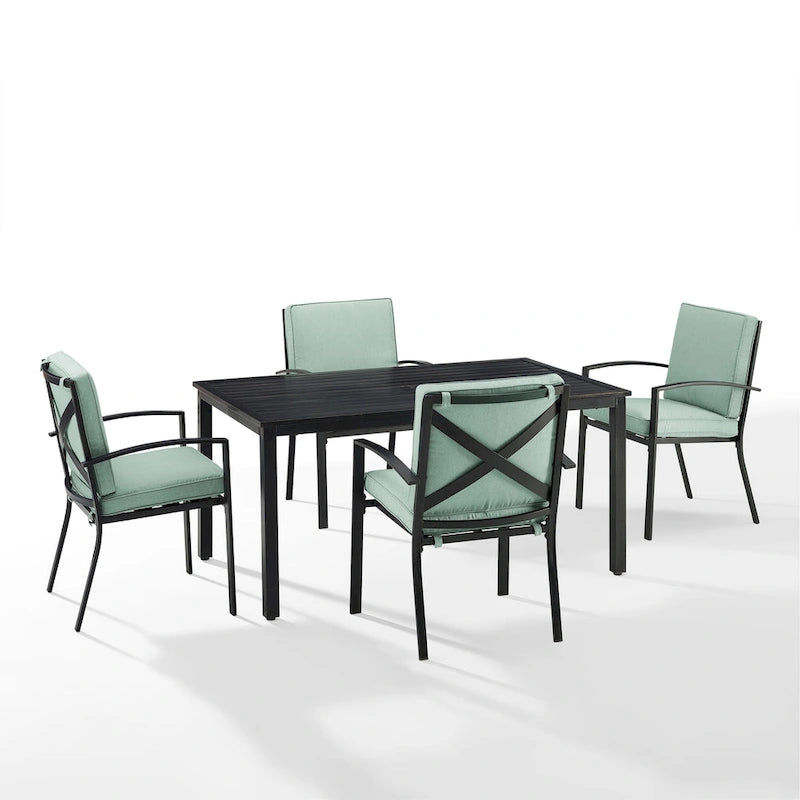 Crosley Kaplan 5-piece Oil-rubbed Bronze Green Cushions Outdoor Dining Set - 122W x 99D x 37H