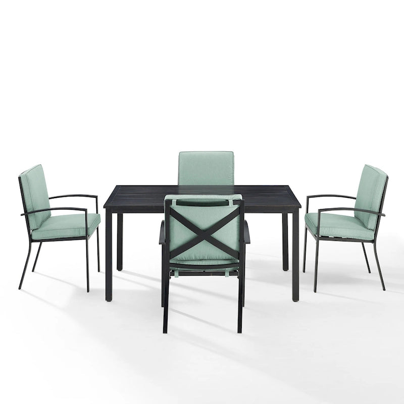 Crosley Kaplan 5-piece Oil-rubbed Bronze Green Cushions Outdoor Dining Set - 122W x 99D x 37H