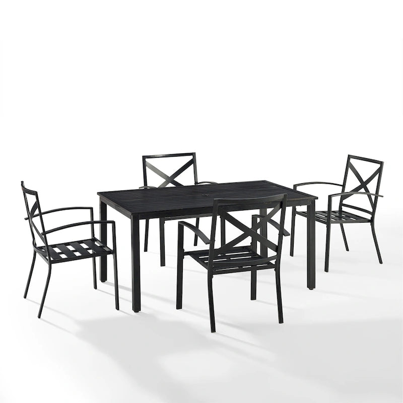 Crosley Kaplan 5-piece Oil-rubbed Bronze Green Cushions Outdoor Dining Set - 122W x 99D x 37H