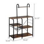 Kitchen Baker's Rack 35.5 Microwave Stand 4-Tier Spice Rack Organizer Workstation with 10 Hooks