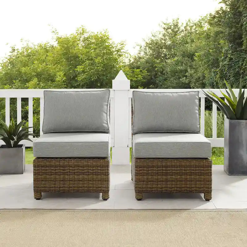 Crosley Bradenton 2Pc Outdoor Wicker Chair Set - Weathered Brown