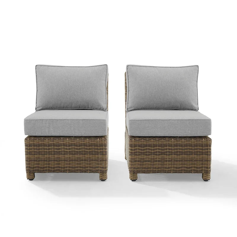 Crosley Bradenton 2Pc Outdoor Wicker Chair Set - Weathered Brown