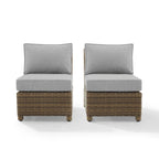 Crosley Bradenton 2Pc Outdoor Wicker Chair Set - Weathered Brown