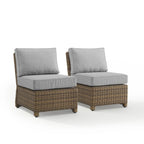 Crosley Bradenton 2Pc Outdoor Wicker Chair Set - Weathered Brown