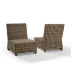 Crosley Bradenton 2Pc Outdoor Wicker Chair Set - Weathered Brown