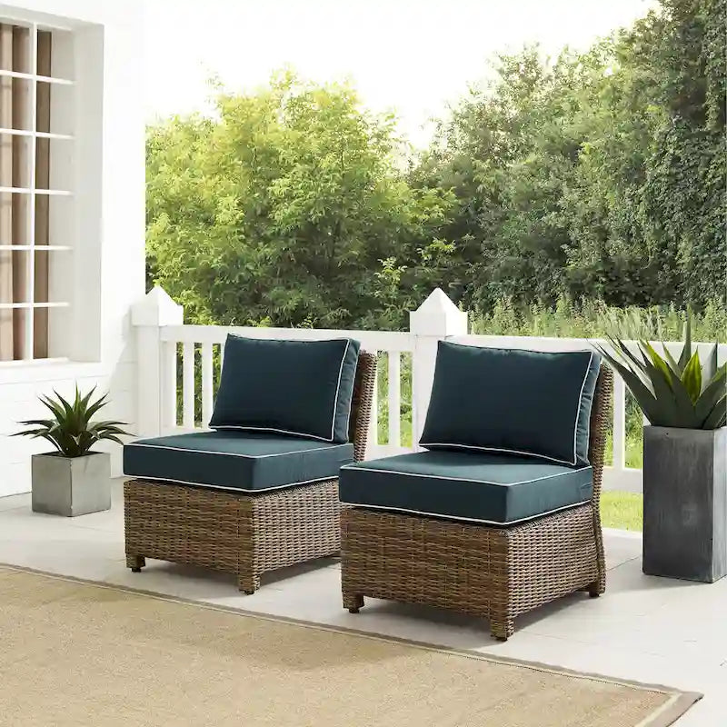 Crosley Bradenton 2Pc Outdoor Wicker Chair Set - Weathered Brown
