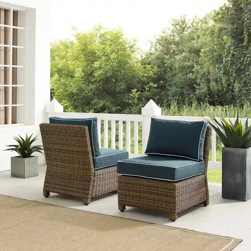 Crosley Bradenton 2Pc Outdoor Wicker Chair Set - Weathered Brown
