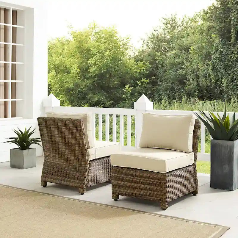 Crosley Bradenton 2Pc Outdoor Wicker Chair Set - Weathered Brown