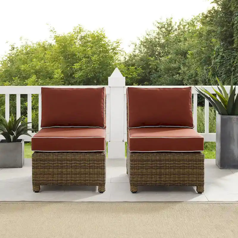 Crosley Bradenton 2Pc Outdoor Wicker Chair Set - Weathered Brown