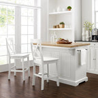 Crosley Julia Wood Top Island With X-Back Stools - 50 W x60 D x41 H