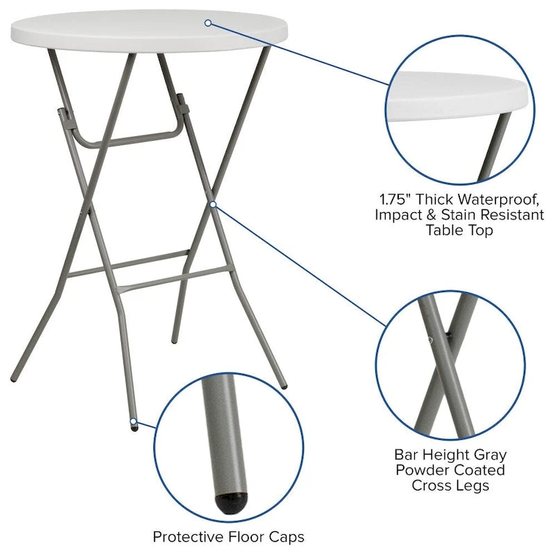 2.63-Foot Round Plastic Bar Height Folding Event Table