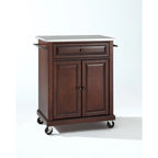 Crosley Vintage Mahogany Finish Stainless Steel Top Portable Kitchen Cart/Island - 18d x 31w x 35.5h
