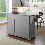 Crosley Alexandria Stainless Steel Top Kitchen Island In Vintage Grey - 51.5 W x 18 D x 36 H