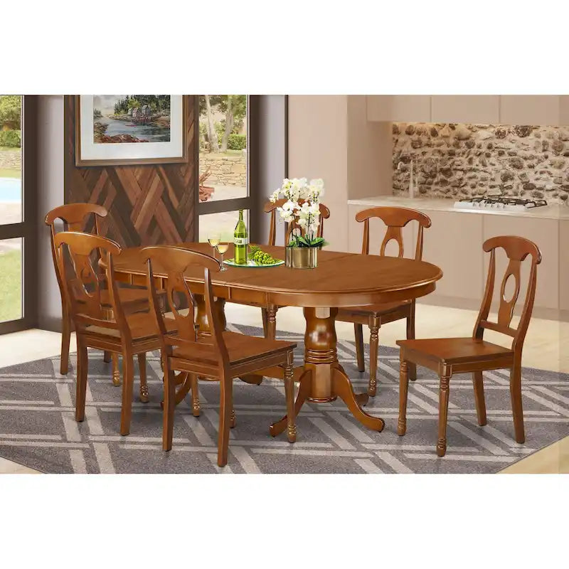  Table Set Consist of an Oval Table with Butterfly Leaf and Dining Chairs (Chair Seat Type Options)