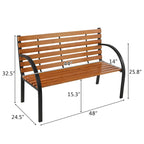 48 Outdoor Patio Garden Bench Steel Cast Iron Frame Park Seat