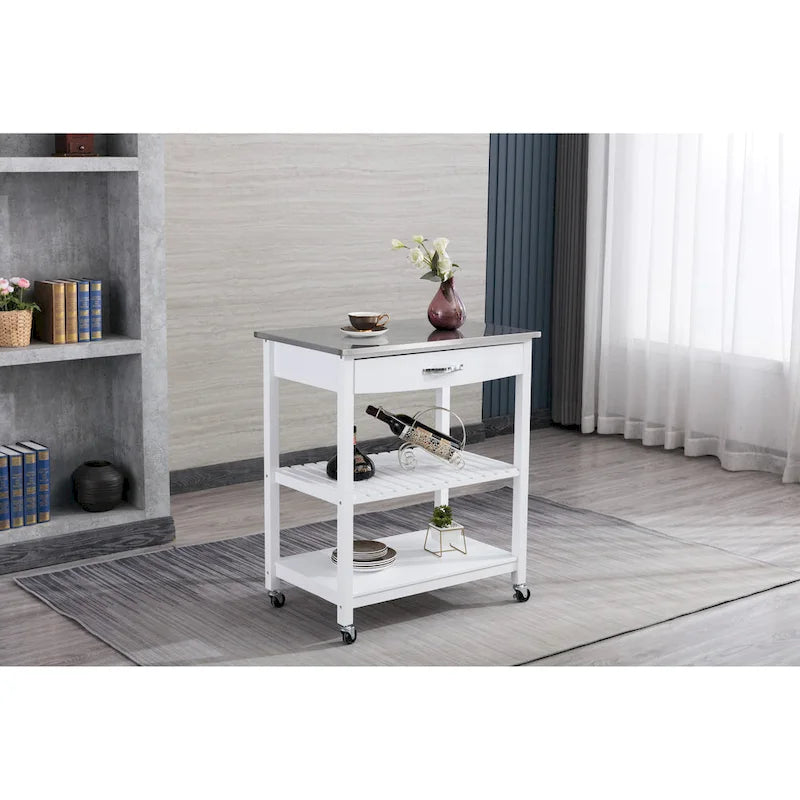 Holland Kitchen Cart With Stainless Steel Top