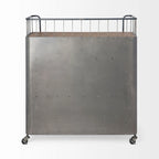 Udo Gray Metal & Brown Wood Top Bar Cart - 16.5L x 35.4W x 40.7H