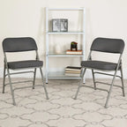2 Pack Curved Triple Braced & Hinged Fabric Upholstered Metal Folding Chair
