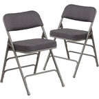 2 Pack Curved Triple Braced & Hinged Fabric Upholstered Metal Folding Chair