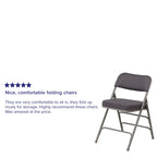 2 Pack Curved Triple Braced & Hinged Fabric Upholstered Metal Folding Chair
