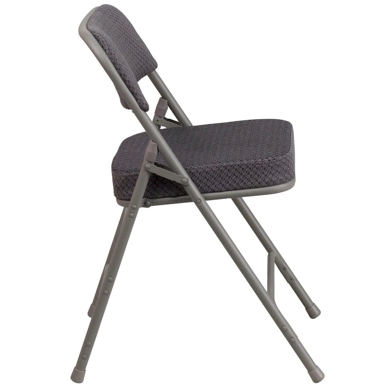 2 Pack Curved Triple Braced & Hinged Fabric Upholstered Metal Folding Chair