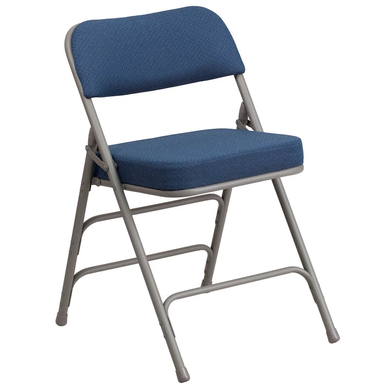 2 Pack Curved Triple Braced & Hinged Fabric Upholstered Metal Folding Chair