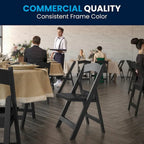 Lightweight Resin Folding Chairs with Vinyl Seats (Set of 4)