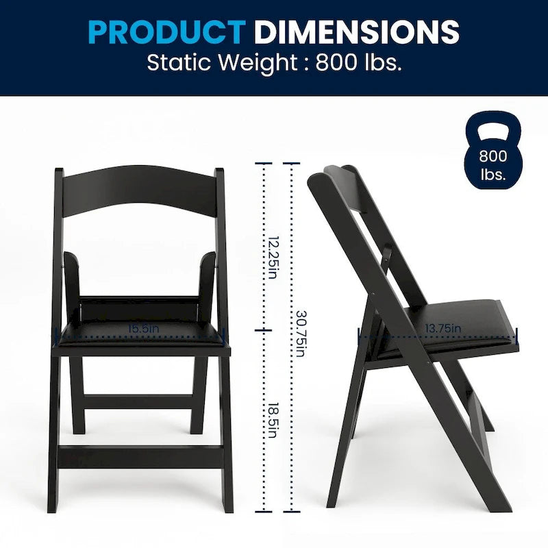 Lightweight Resin Folding Chairs with Vinyl Seats (Set of 4)