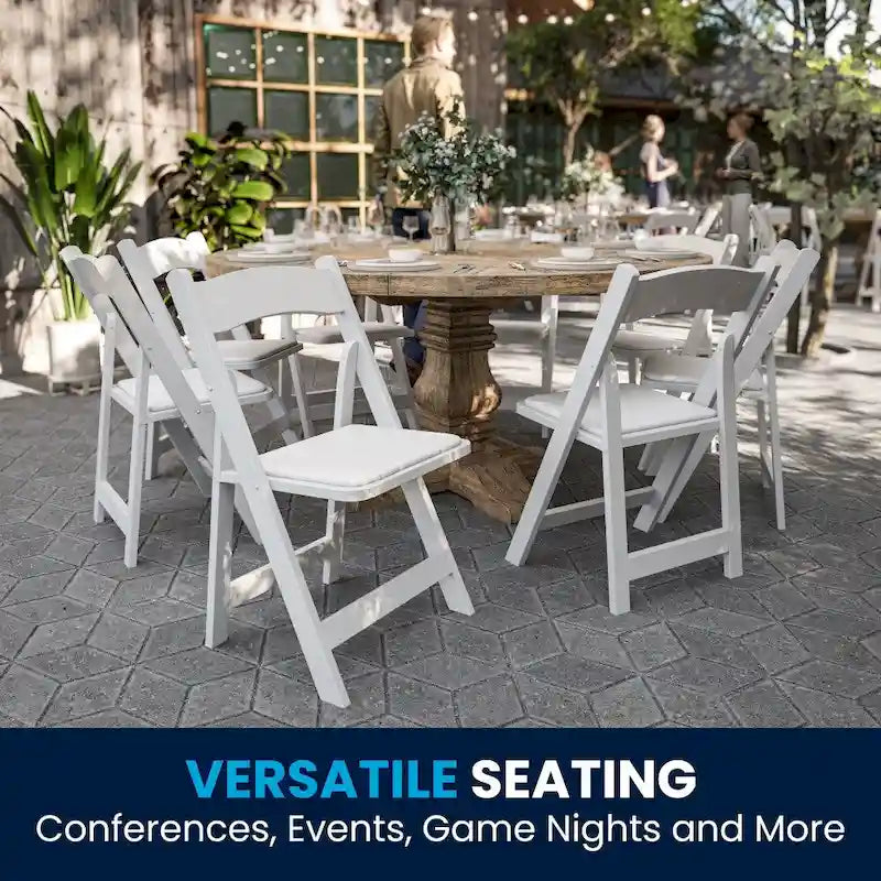 Wood Folding Chair with Vinyl Padded Seat (Set of 2)
