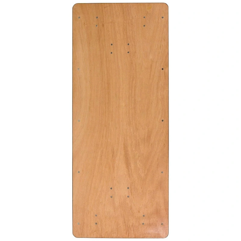 6-Foot Rectangular Wood Folding Banquet Table with Clear Coated Finished Top - 72D x 30W x 30.25H