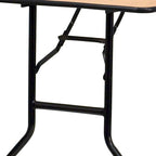 6-Foot Rectangular Wood Folding Banquet Table with Clear Coated Finished Top - 72D x 30W x 30.25H