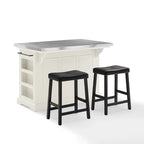 Crosley Julia Island with Upholstered Saddle Stools - 51d x 50w x 36h