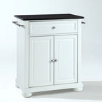 Crosley Alexandria Solid Black Granite Top Portable Kitchen Island in White Finish - 18d x 31w x 33.5h