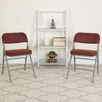 4 Pack Curved Triple Braced & Hinged Fabric Upholstered Metal Folding Chair