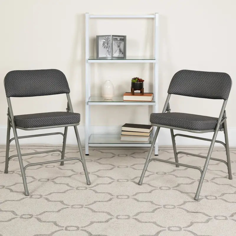 4 Pack Curved Triple Braced & Hinged Fabric Upholstered Metal Folding Chair