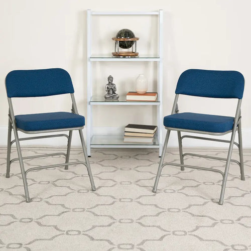 4 Pack Curved Triple Braced & Hinged Fabric Upholstered Metal Folding Chair