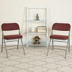 4 Pack Curved Triple Braced & Hinged Fabric Upholstered Metal Folding Chair