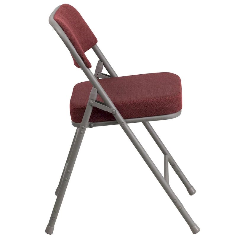 4 Pack Curved Triple Braced & Hinged Fabric Upholstered Metal Folding Chair
