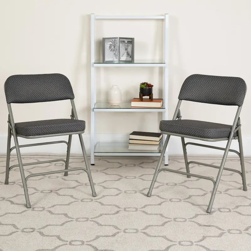 4 Pack Curved Triple Braced & Hinged Fabric Upholstered Metal Folding Chair