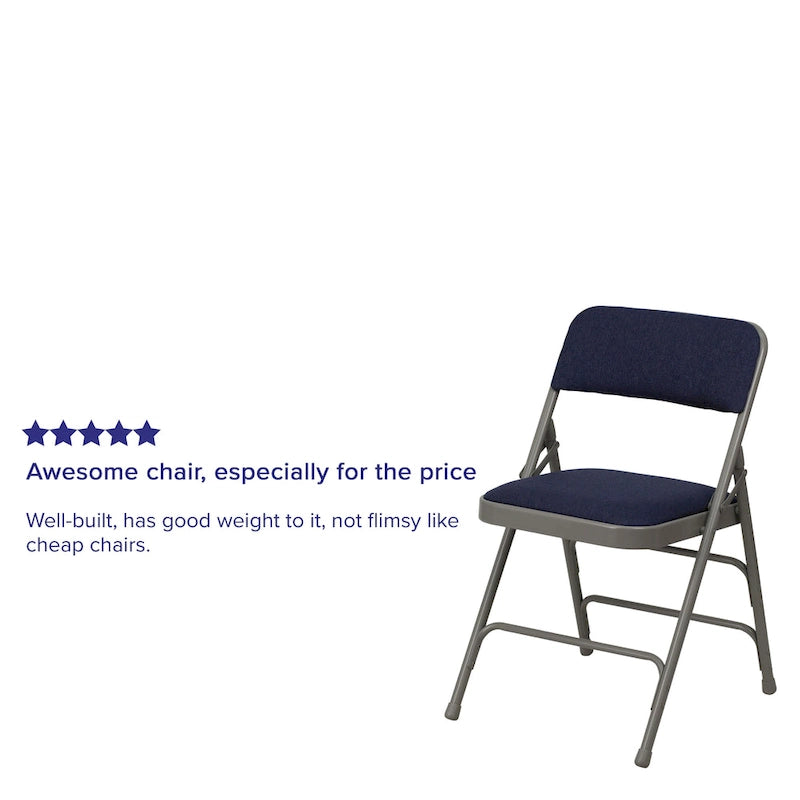 4 Pack Curved Triple Braced & Double Hinged Metal Folding Chair