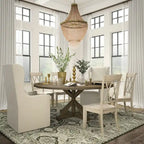 Sabera Shabby Chic Round X-Base Dining Set - Double X Back by 