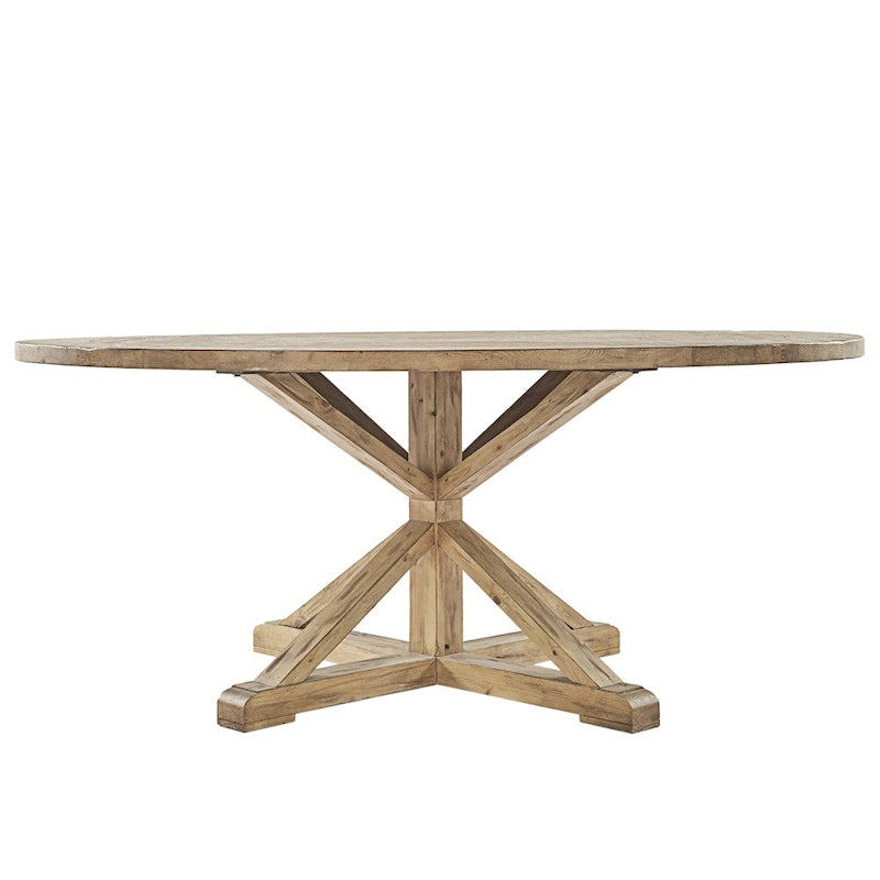 Sabera Shabby Chic Round X-Base Dining Set - Double X Back by