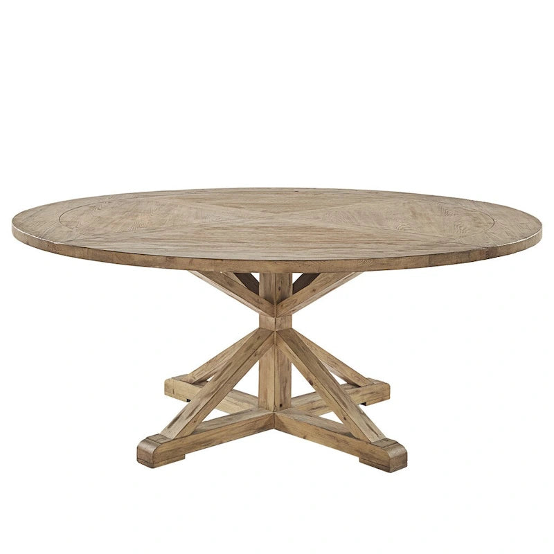 Sabera Shabby Chic Round X-Base Dining Set - Double X Back by