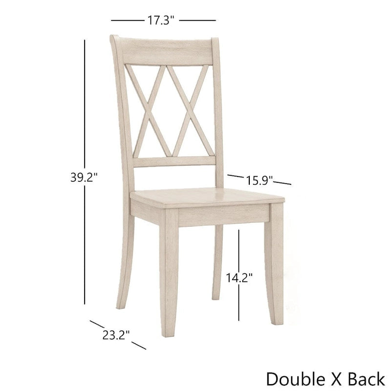 Sabera Shabby Chic Round X-Base Dining Set - Double X Back by