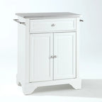 Crosley LaFayette Stainless Steel Top Portable Kitchen Island in White Finish - 18d x 31w x 35h