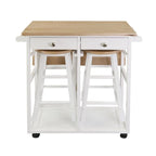 Wooden Breakfast Cart with Drop-Leaf Table, American Maple Top - N/A