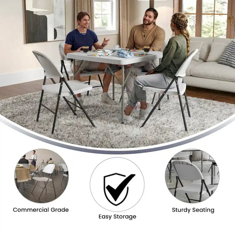 2 PK 330 lb. Capacity Plastic Folding Chair with Charcoal Frame